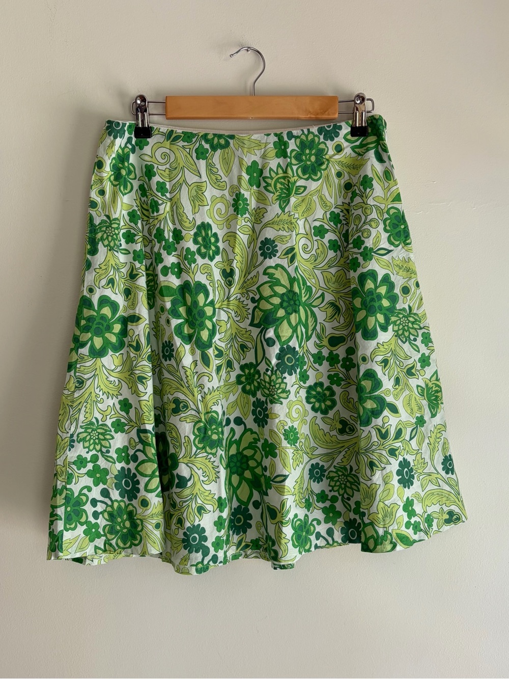 Gap 100% Cotton Green Floral A Line Skirt Size 8 - Picture 3 of 5